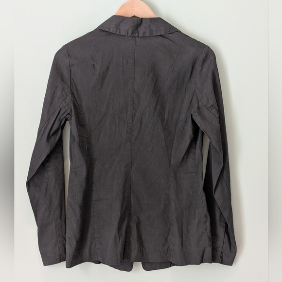 New Eileen Fisher Graphite Notched Collar Shaped Jacket Linen Blend - Picture 5 of 6